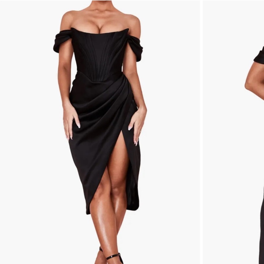 House of CB Black Off-Shoulder Midi Dress